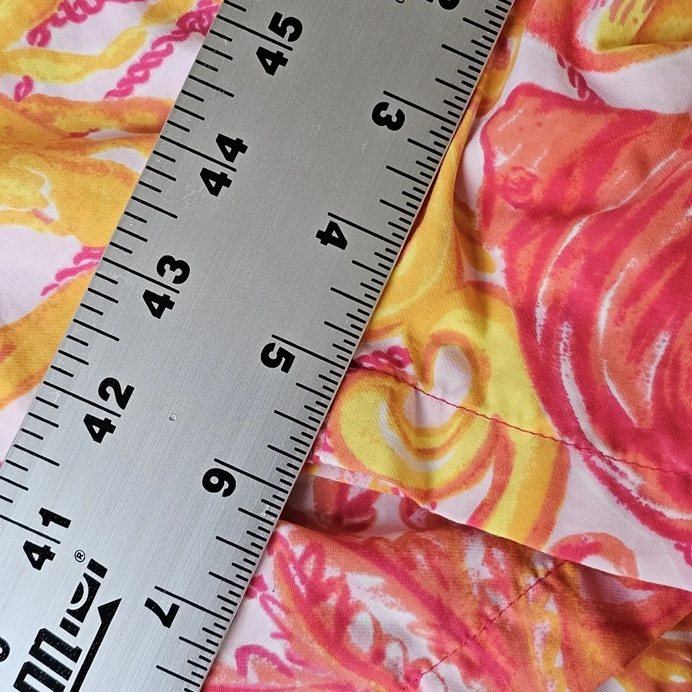 Lilly Pulitzer Men's Capri Trunk Yellow Pink Drawstring Mesh Lined Swim Shorts M